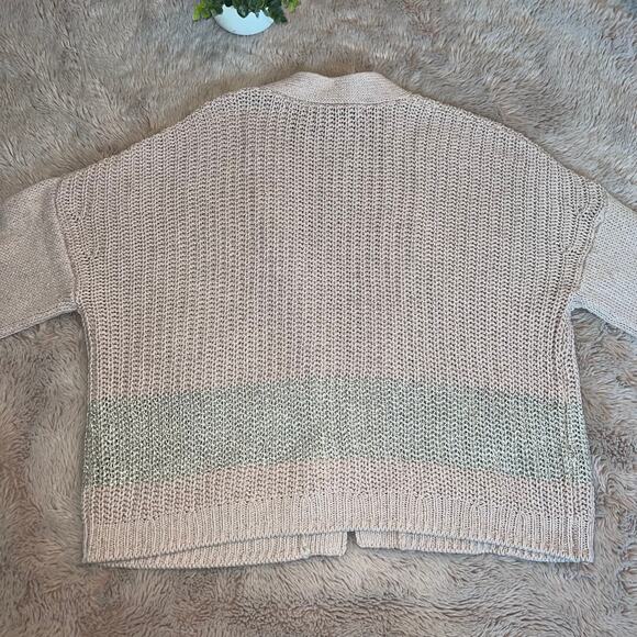 NWT 360 Sweater Italian Yarn Linen-Blend Open Knit Cardigan Size Medium - Picture 8 of 13